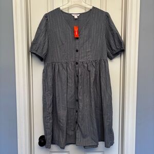 Joe Fresh Grey Blue Pinstripe Ladies Dress size M